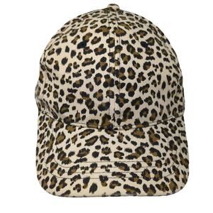 London Kaye Leopard Print Baseball Cap Beige Black OS Cotton Slideback Hat
